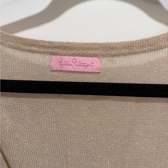 Lilly Pulitzer Gold Metallic Button-Front Cardigan Sweater – Size S - Picture 2 of 12